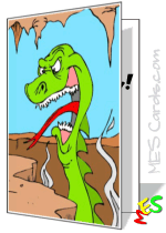 dinosaur, attacking, roar, greeting card