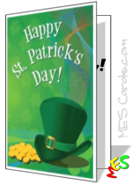 gold coins, Irish cap, greeting card