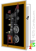 3-d train, engine, printable card