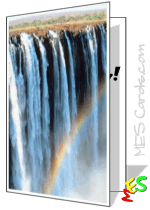 birthday card, waterfall, rainbowt